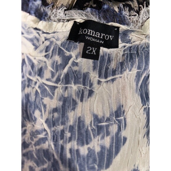 KOMAROV Women's Midi Cocktail Dress size 2X Crinkle Lace Trim V-Neck Whimsygoth - Picture 10 of 15